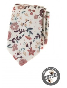 Bavlnená kravata s farebnými kvetmi Avantgard 571-51057