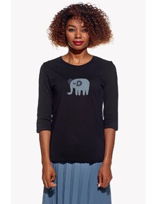 Piskacie Dámske tričko so slonom, farba čierna, veľkosť xxs