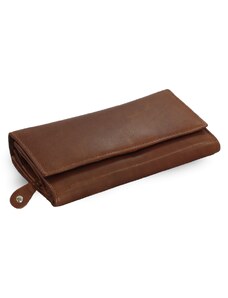 Arwel Tmavě hnědá dámská psaníčková kožená peněženka s klopnou 511-7120-47