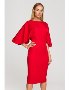 MOE Červené šaty so širokými rukávmi M700