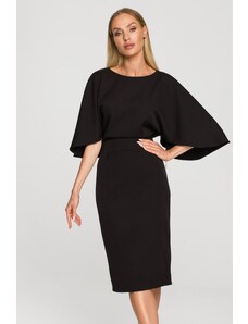 MOE Čierne šaty so širokými rukávmi M700