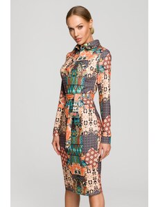 MOE Viacfarebné vzorované midi šaty M706