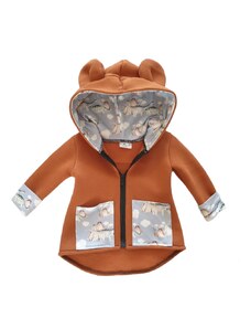 ZuMa Style Chlapčenská prechodná bunda hnedá so vzorom DINOSAURUS - 116, Hnedá