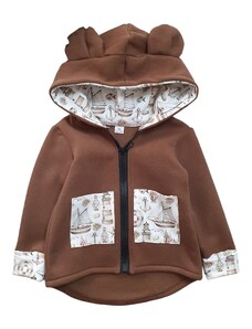 ZuMa Style Chlapčenská prechodná bunda hnedá so vzorom LODE - 62, Hnedá