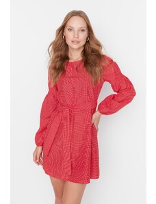 Trendyol červené pásové mini tkané šaty