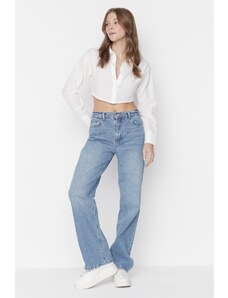 Trendyol Collection Modré džínsy so širokým pásom