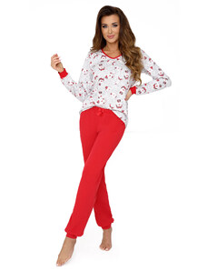 Donna Teddy Pyjamas Ecru-Red