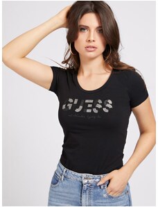 Black Women's T-Shirt with Sequins Guess - Women