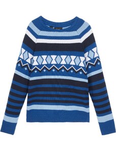 bonprix Chlpačenský nórsky pulóver, farba modrá