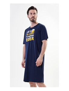 Cool Comics Pánska nočná košeľa s krátkym rukávom Petr, farba tmavě modrá, 100% bavlna