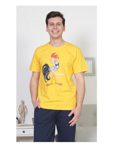 Gazzaz Pánske pyžamo kapri Kohút, farba žltá, 100% bavlna