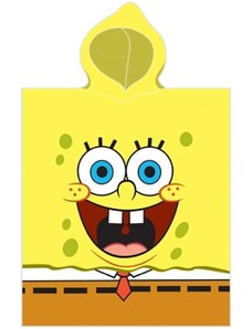 Carbotex Detské plážové pončo - osuška s kapucňou SpongeBob - 100% bavlna - 50 x 115 cm