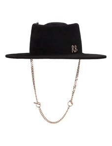Dámsky luxusný čierny klobúk Ruslan Baginskiy - Chain Strap Gambler Hat