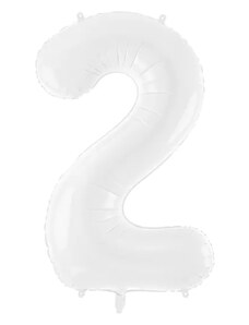 PartyDeco Balónik fóliový narodeninové číslo 2 biely 86 cm
