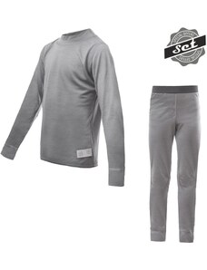 SENSOR MERINO ACTIVE SET juniorský tričko dl.rukáv + spodky sivá