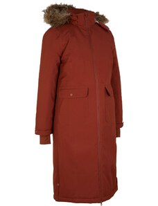 bonprix Funkčný kabát s kapucňou a odnímateľnou umelou kožušinkou, farba hnedá