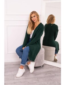 MladaModa Kardigánový úpletový sveter model 2019-1 tmavý tyrkysový