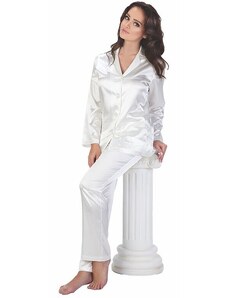 De Lafense Dámske saténové pyžamo Classic dlhé biele
