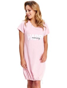 DN Nightwear Materská nočná košeľa Happy Mommy ružová zips