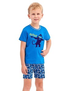 Taro Chlapčenské pyžamo Damián modré opice