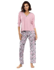 Excellent Beauty Dámske pyžamo Delisa svetlo ružové s kvetinami