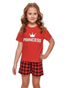 DN Nightwear Krátke dievčenské pyžamo Princess červené