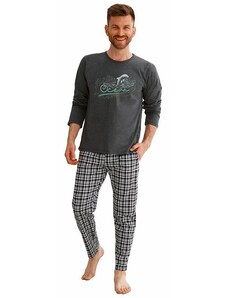 Taro Pánske pyžamo Matt tmavo sivé s potlačou