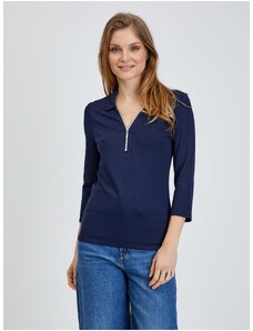 Dark blue T-shirt with three-quarter sleeves ORSAY - Women