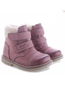 Detské zimné kožené topánky s membránou a ovčou vlnou Emel EV2447C-4 Ružová
