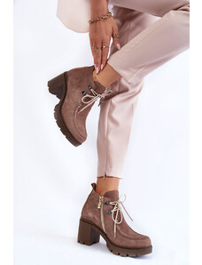Lemar Hnedé semišové topánky na hrubej platformovej podrážke
