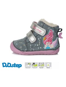 Detské dievčenské zimné BAREFOOT topánky D.D.step dark grey W070-193