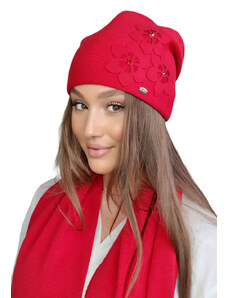 Kamea Červená módna dámska zimná čiapka Teona, Farba červená