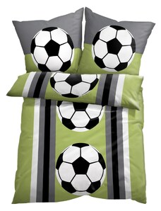 bonprix Posteľná bielizeň s futbalovým motívom, farba zelená, rozm. 1x 80/80 cm, 1x 135/200 cm