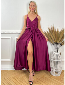 Dlhé saténové šaty VALENTINA fialové
