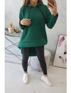 Kesi Wadded sweatshirt with long back and hood dark green