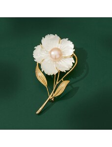 Éternelle Brož s pravou perlou Christina - květina