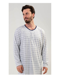 Gazzaz Pánská nočná košeľa s dlhým rukávom Filip, farba šedá, 70% bavlna 30% polyester