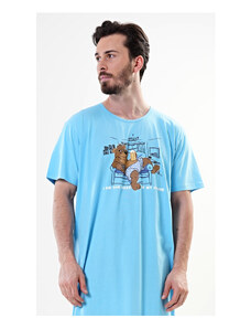 Cool Comics Pánska nočná košeľa s krátkym rukávom Boss, farba světle tyrkysová, 100% bavlna