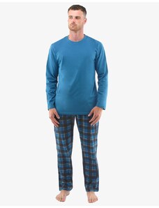 Modré pohodlné dlhé pyžamo Bernard