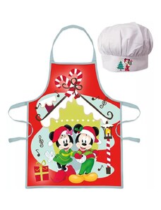 EUROSWAN Vianočná zástera s kuchárskou čiapkou Mickey & Minnie Mouse - 2 diely - pre deti 3 - 8 rokov