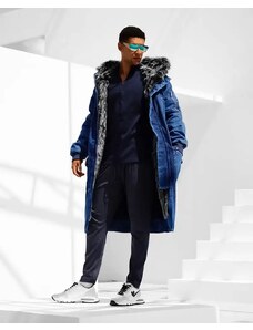 Fashionformen Predĺžená pánska zimná bunda parka modrá OJ Denim
