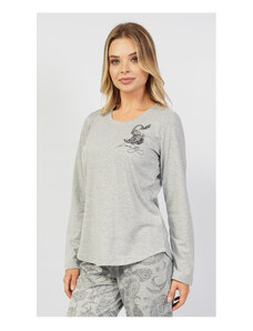 Vienetta Secret Dámske pyžamo dlhé Beauty, farba šedá, 70% bavlna 30% polyester