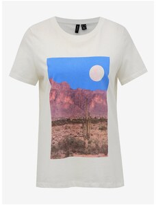Biele tričko s potlačou VERO MODA Desert