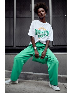 FASARDI Elegant green trousers with high waist
