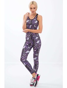 FASARDI Colorful sports leggings in geometric shapes / purple