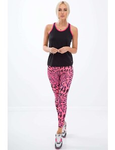 FASARDI Pink sports leggings with leopard pattern