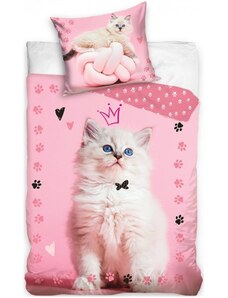 BedTex Bavlnené posteľné obliečky Mačička princezná - 100% bavlna Renforcé - 70 x 90 cm + 140 x 200 cm