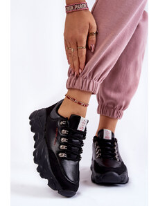 Kesi Women's Platform Cross Jeans Sneakers KK2R4073C black