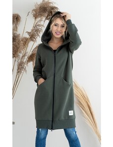 LENTAL Dámska tepláková bunda dlhá Ika - Color : Khaki