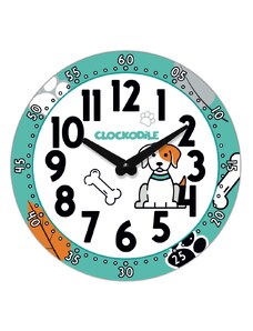 CLOCKODILE Detské nástenné hodiny modré so psom ⌀25cm